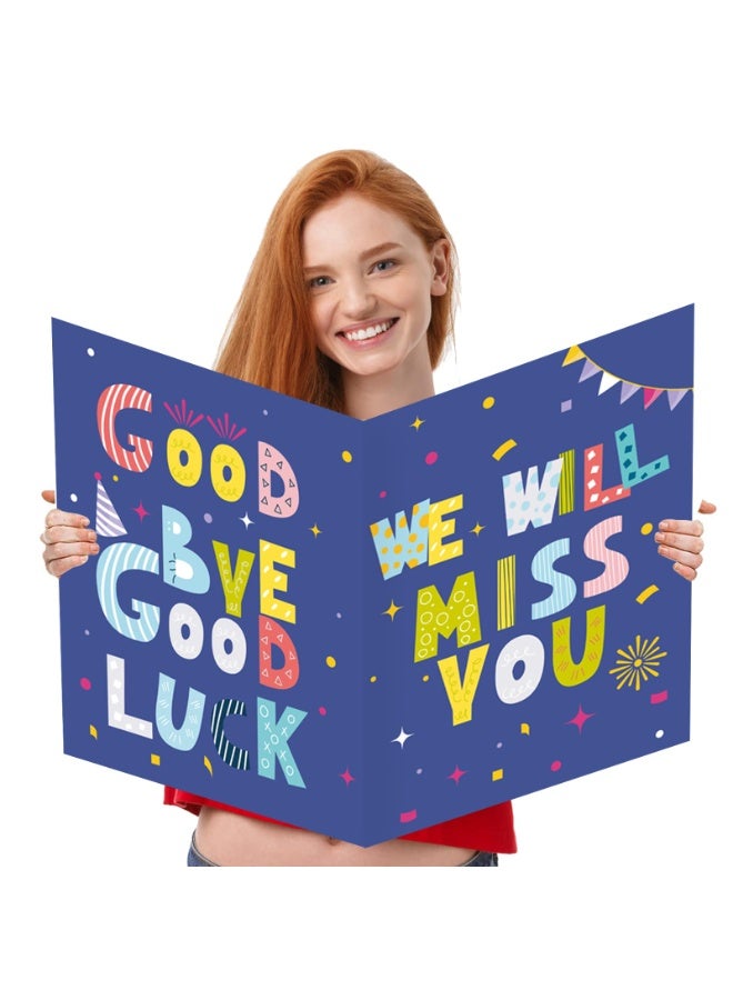 We Will Miss You Card,Farewell Party Decorations, Jumbo Farewell Card With Envelope, Going Away Gift for Coworker Men Women, Goodbye Good Luck Retirement Card Guest Book Party Supplies 14x22iinch