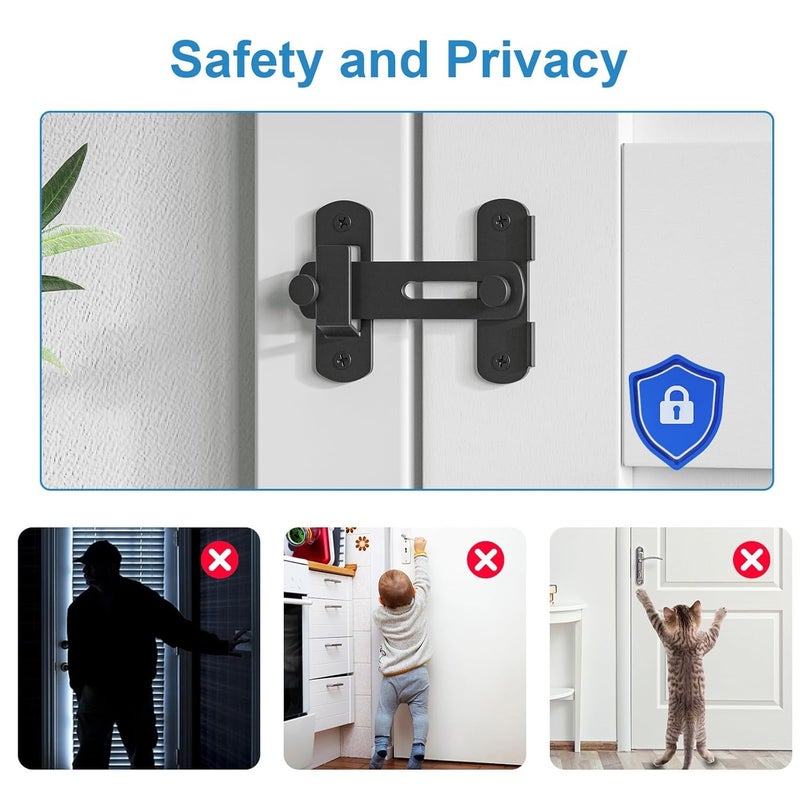 Runmay 1pcs Barn Door Latches, Black Stainless Steel barn gate flip Door Latch Bi-fold Door Lock,Sliding Door Antique Lock Gate Latches Wine Cabinet Closet Door Latches.(Black Door Lock) - Image 5