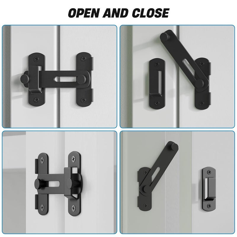 Runmay 1pcs Barn Door Latches, Black Stainless Steel barn gate flip Door Latch Bi-fold Door Lock,Sliding Door Antique Lock Gate Latches Wine Cabinet Closet Door Latches.(Black Door Lock) - Image 4