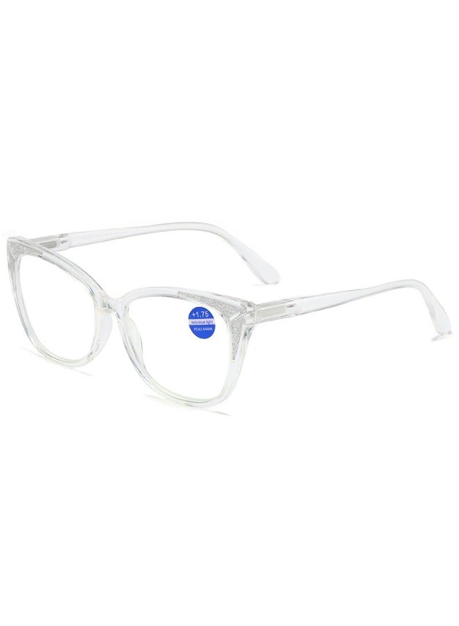 Booma Opticals NAOMI-C7 +2.50 Reading Glasses for Women, +2.5 Presbyopia Magnification Eyeglasses, Lightweight, Stylish Clear Transparent Cat Eye Frame, Computer Eyestrain Relief - Image 1