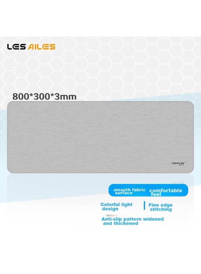 Lesailes Feidun Lesailes Gray Striped Gaming Mouse Pad, Large Size, Locking Edge, Thickened, For Office Computer Keyboard Desk, Gray And White, 800*300*3mm - Image 1