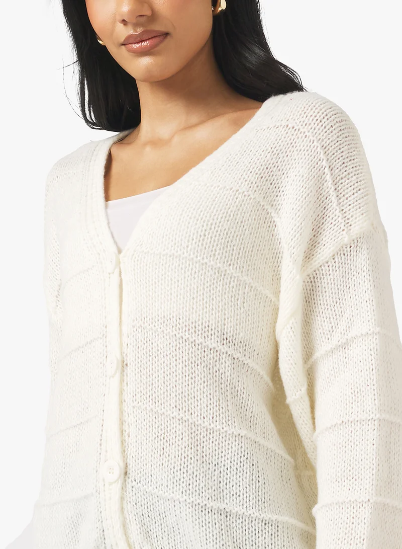 Ginger Fine Knitted Textured Cardigan