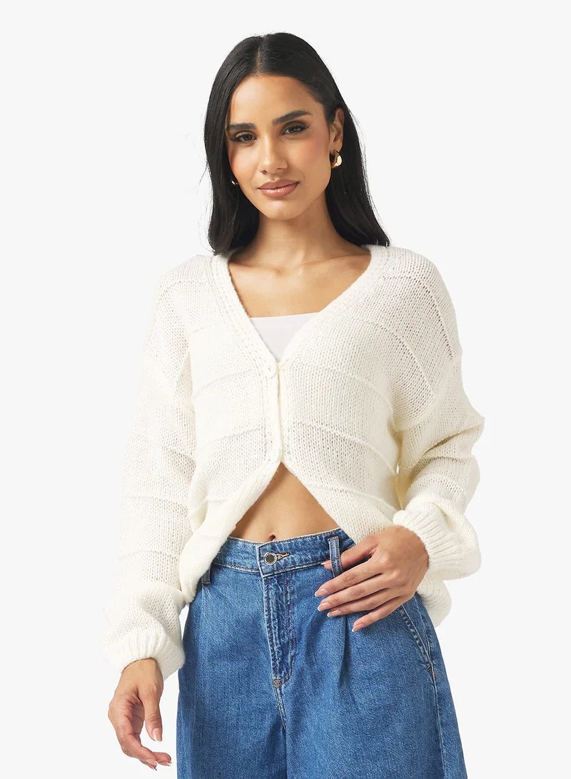 جينجر Fine Knitted Textured Cardigan