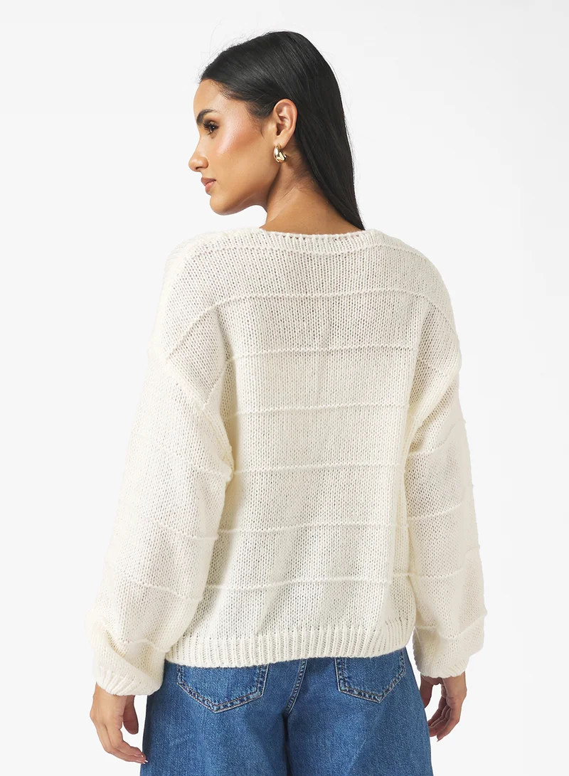 جينجر Fine Knitted Textured Cardigan