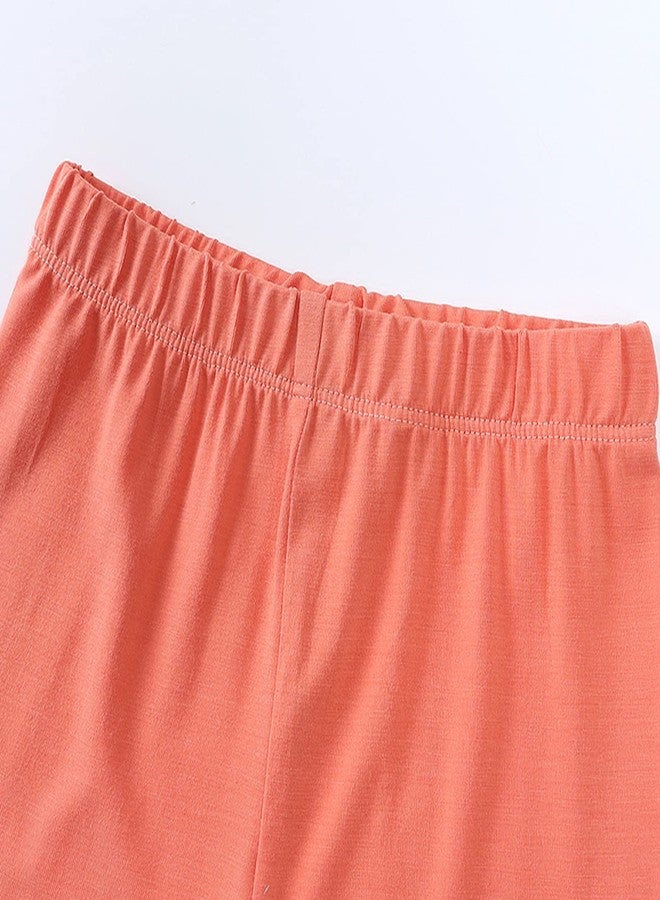 Aablexema Baby Short Summer Pajamas - Toddler Cool Jammies Pjs Rayon from Bamboo,2pcs Kids Sleepwear Set for Boys Girls(Orange,120/5T) - Image 4