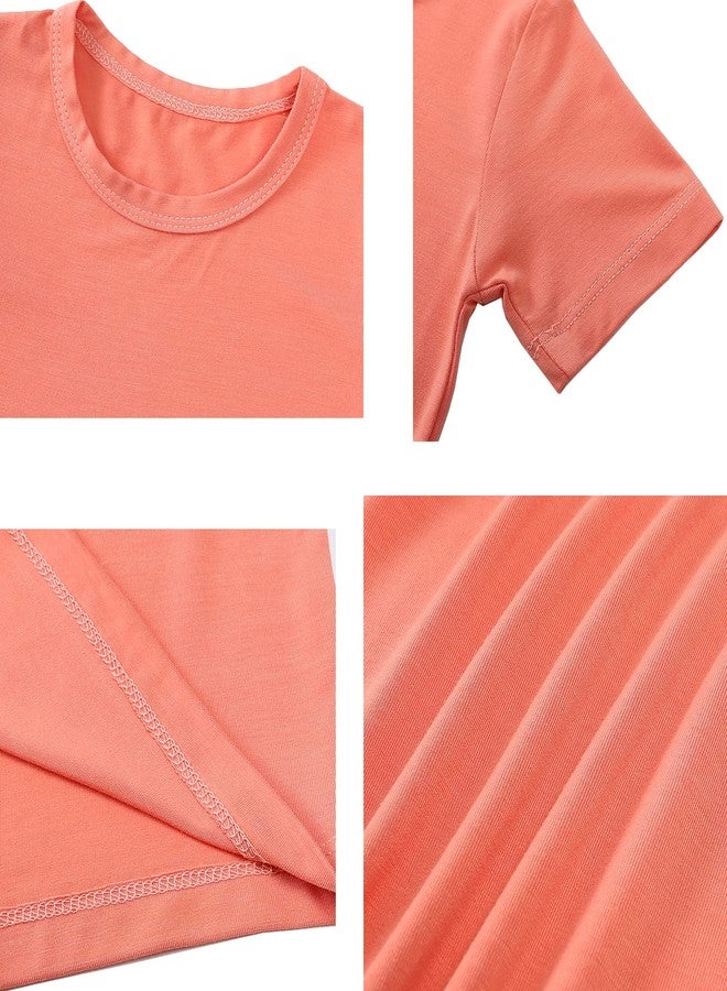 Aablexema Baby Short Summer Pajamas - Toddler Cool Jammies Pjs Rayon from Bamboo,2pcs Kids Sleepwear Set for Boys Girls(Orange,120/5T) - Image 3