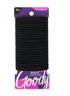 Goody Goody Ouchless Elastic Hair Ties - 30 Ct, Black, 4MM Rubber Bands for Hair, Pain-Free Hair Accessories for Women & Men, Made for Long-Lasting Braids, Ponytails & More, All Hair Types  - Image 1