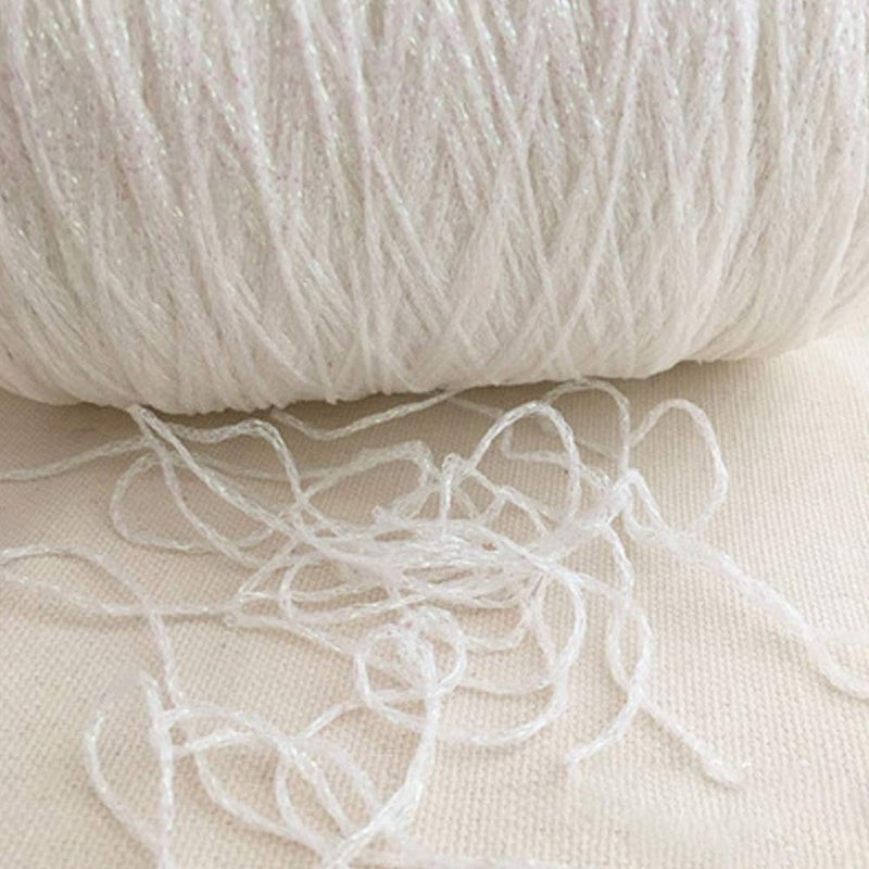 Clisil 100g DIY White Lurex Thread Shining Yarn Glitter Metal Fancy Sparkle Yarn for Crochet Knitting Sweater Scarf Bag Accessory