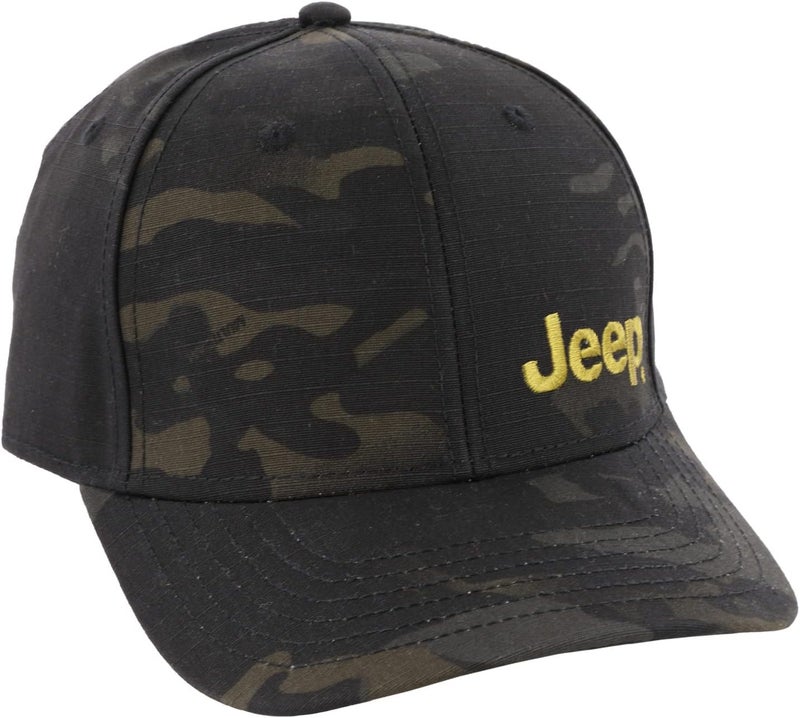 Jeep Text Logo Low Profile Trucker Hat Black CamoGreen Hat - Image 3