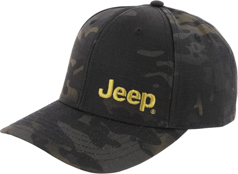 Jeep Text Logo Low Profile Trucker Hat Black CamoGreen Hat - Image 1