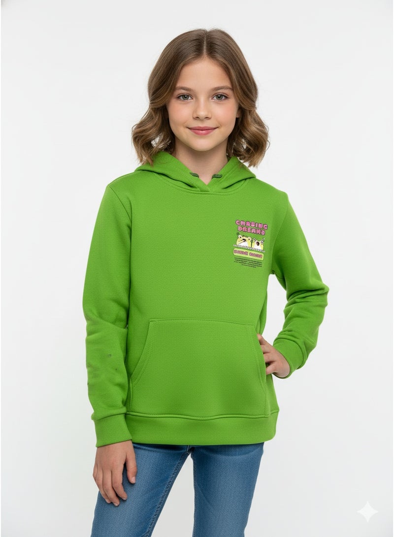 Caesar Girls' hoodie with hood and prints on the back and chest - Image 1
