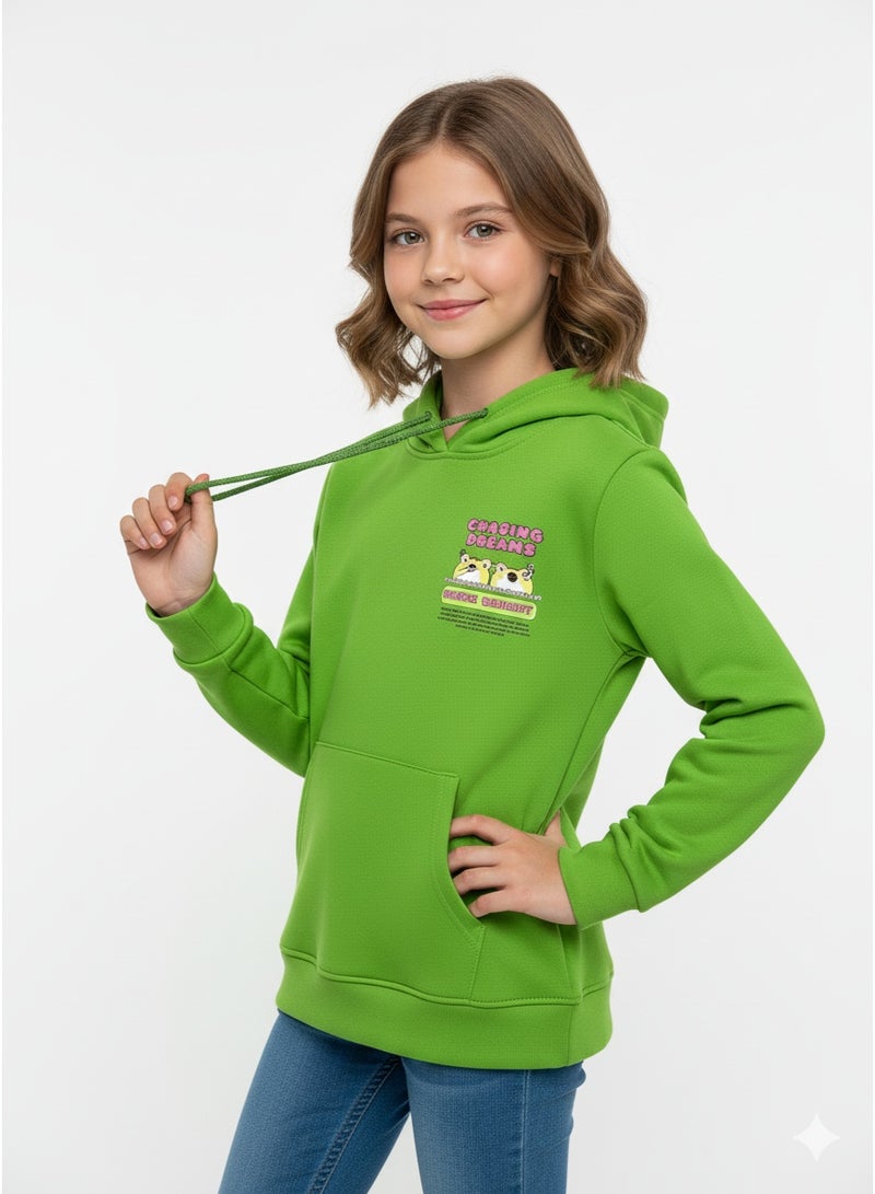 Caesar Girls' hoodie with hood and prints on the back and chest - Image 2