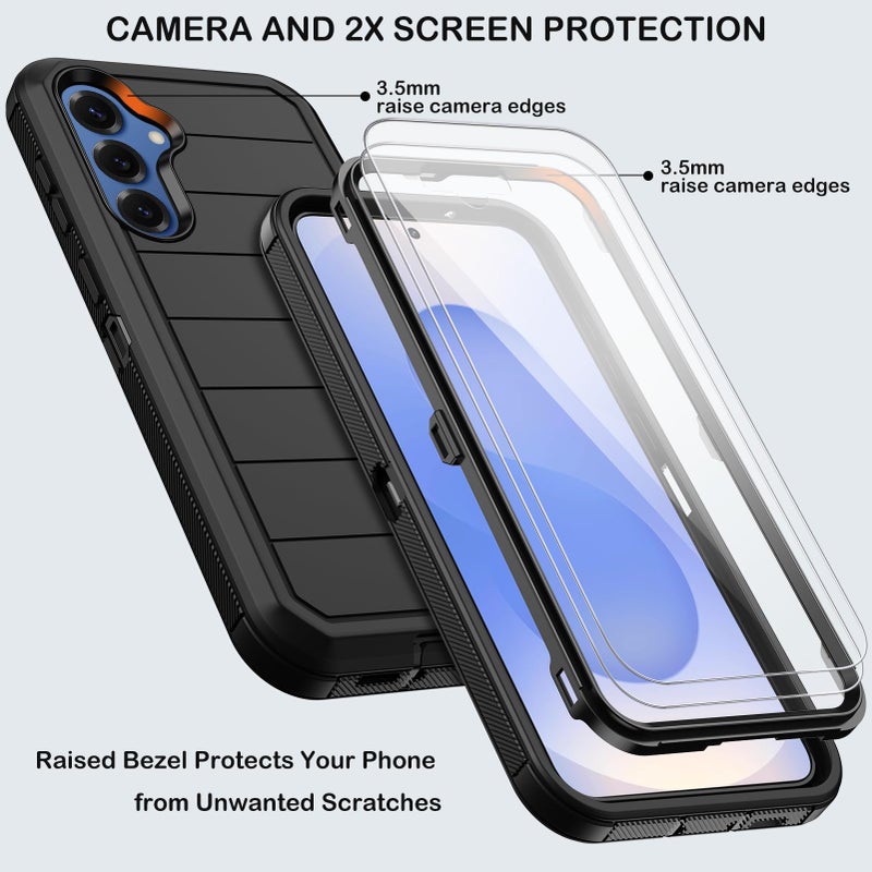 KECAI for Samsung Galaxy S25 Plus Case with Belt Clip Holster,2X Screen Protector,Heavy Duty Shockproof Drop Protection Military Grade Full Body Rugged Phone Cover with Kickstand (6.7") (Black) - Image 2