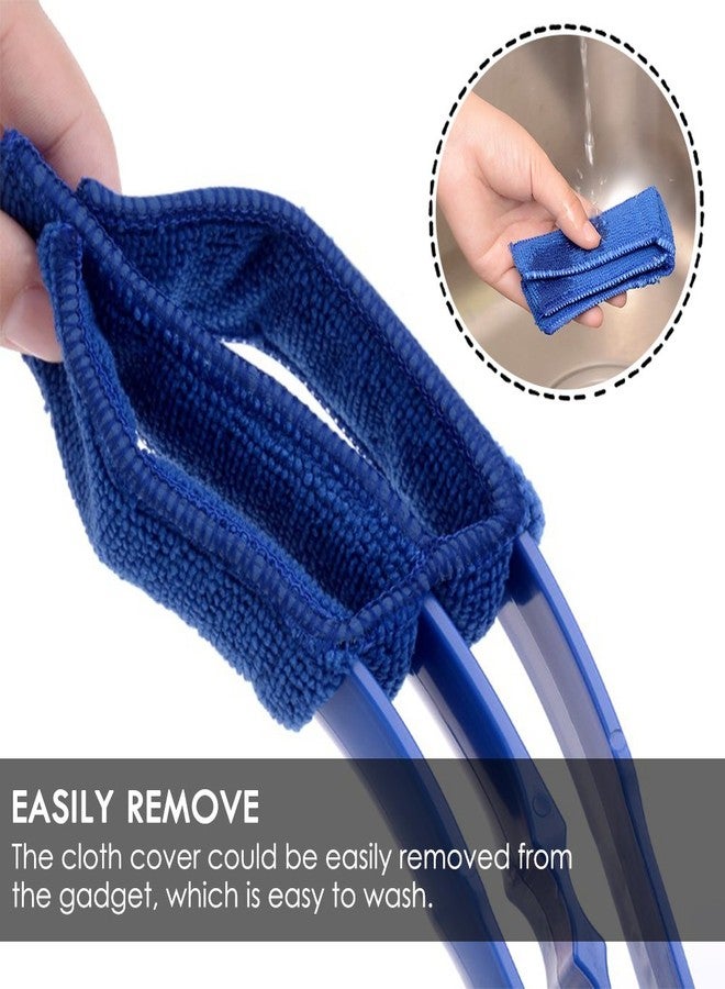SENHAI Duster, Set of 2 Microfiber Cleaner Brush for Window Blinds, Air Conditioner, Vent, with 2 Extra Sleeves, Blue & Green, ABS Material - Image 4