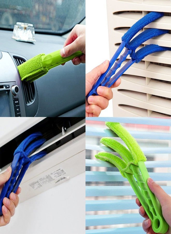 SENHAI Duster, Set of 2 Microfiber Cleaner Brush for Window Blinds, Air Conditioner, Vent, with 2 Extra Sleeves, Blue & Green, ABS Material - Image 5