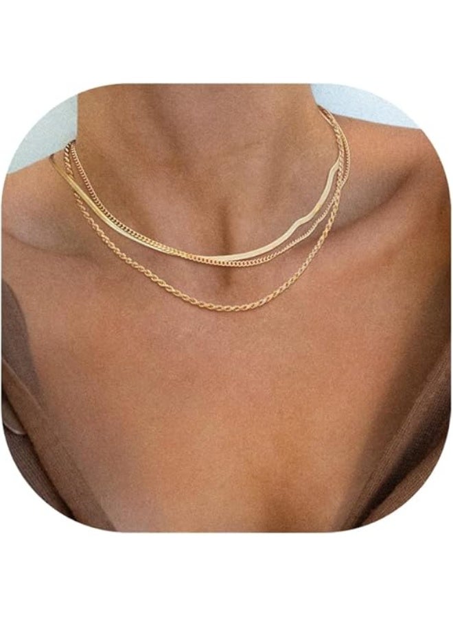 يوكانبي قلادة سلسلة ثعبان مزدوجة الطبقات للنساء – طوق ذهبي أنيق بتصميم كلاسيكي فاخر على الطراز الأوروبي - Image 1