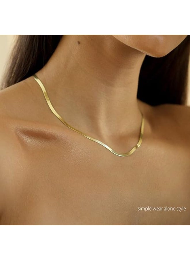 يوكانبي قلادة سلسلة ثعبان مزدوجة الطبقات للنساء – طوق ذهبي أنيق بتصميم كلاسيكي فاخر على الطراز الأوروبي - Image 3