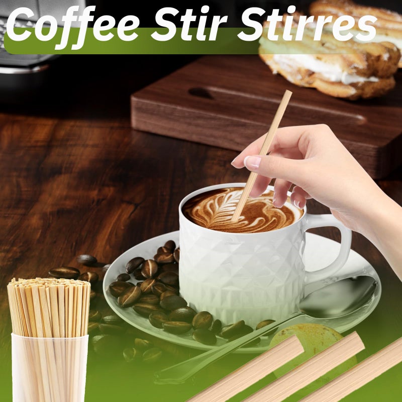 Lagincig 1000PCS Coffee Stirrers - Bamboo Coffee Stir Sticks Disposable Hot Drink Beverage Stirring Swizzle Stir Sticks For Coffee Milk Juice Cocktail Chocolate For Party Bar 5.5 Inch Square - Image 4