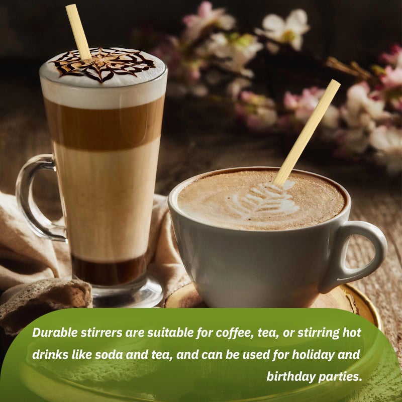 Lagincig 1000PCS Coffee Stirrers - Bamboo Coffee Stir Sticks Disposable Hot Drink Beverage Stirring Swizzle Stir Sticks For Coffee Milk Juice Cocktail Chocolate For Party Bar 5.5 Inch Square - Image 3