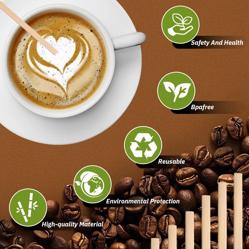 Lagincig 1000PCS Coffee Stirrers - Bamboo Coffee Stir Sticks Disposable Hot Drink Beverage Stirring Swizzle Stir Sticks For Coffee Milk Juice Cocktail Chocolate For Party Bar 5.5 Inch Square - Image 2