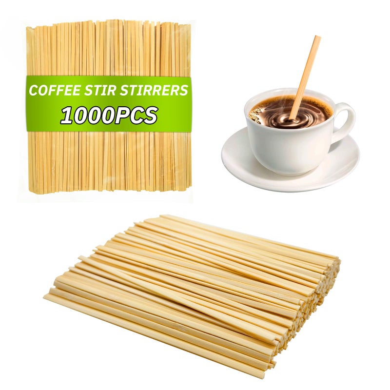 Lagincig 1000PCS Coffee Stirrers - Bamboo Coffee Stir Sticks Disposable Hot Drink Beverage Stirring Swizzle Stir Sticks For Coffee Milk Juice Cocktail Chocolate For Party Bar 5.5 Inch Square - Image 1