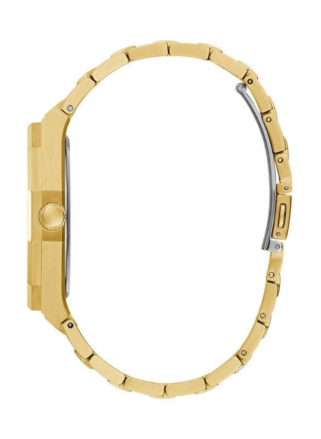 GUESS ساعة أسايت كواتز بقرص أزرق وحزام فولاذي ذهبي للرجال - GW0575G6 - Image 2