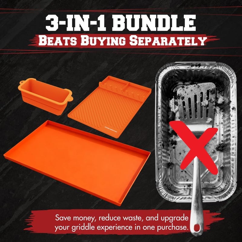 Kitchen perfection Orange Griddle Mats 28 Inch + Spatula Mat - Image 3