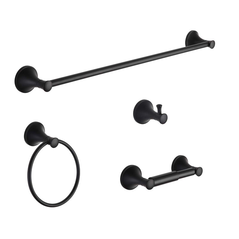 BGL Black Bathroom Hardware Set  4Piece Towel Holder Set with 18 or 24 Inch Towel Bar