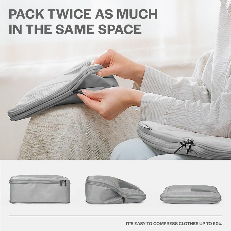 Aerotrunk Aerotrunk Compression Packing Cubes for Travel - Luggage Organizer Bags - Double Zipper Packing Cubes for Suitcases (6-Pack, Grey)  - Image 2