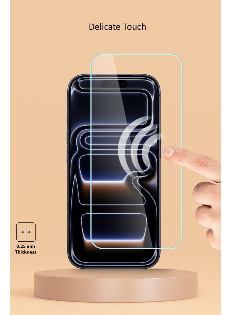 Techie حماية شاشة آيفون 17 برو ماكس زجاج مقسى HD – صلابة 9H، مضاد للتوهج، مضاد للفقاعات، رقيق للغاية 0.33 مم مع حواف مدورة وتركيب سهل - Image 4