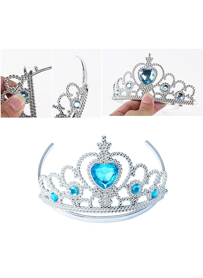 8PCS Princess Elsa Play Accessories Set, Princess Dress Accessories Jewelry Toys, Elsa Crown Wig Necklace Bracelet Earrings Rings and Wand for cosplay, Party, Birthday, Gift, Suitable for Girls  - Image 3