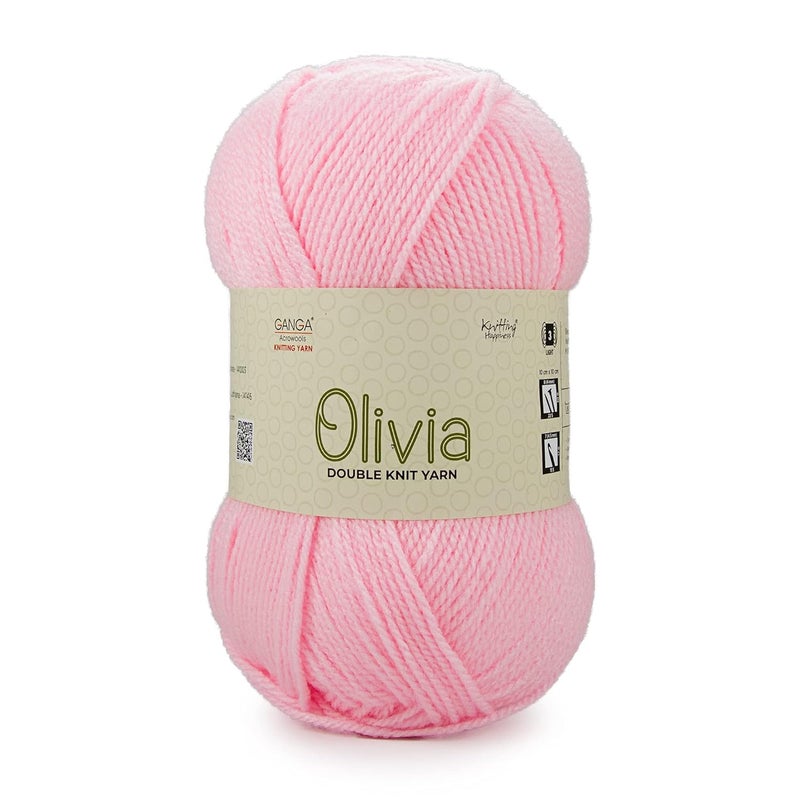 Ganga Acrowools Acrylic OliviaDouble Knit Yarn Hand KnittingCrochet Yarn Oekotex Class 1 Certified Pack Of 2 Balls100Gms Each Shade NoOlv009 Baby Pink