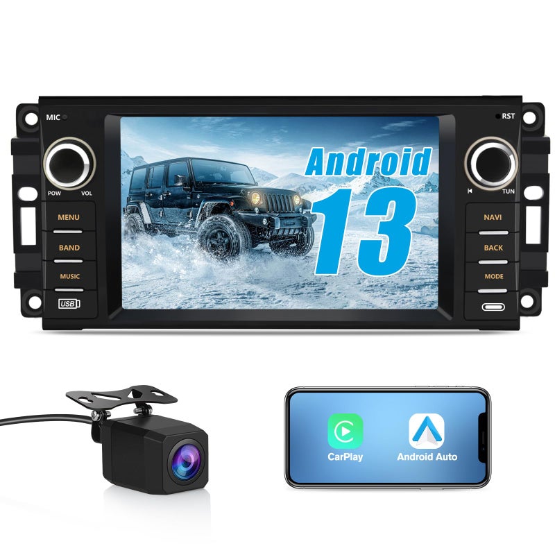 AWESAFE 5GWiFi Android 13 Car Radio for Dodge RAM 1500 2500 3500 2009 2010 2011 2012, Touch Screen Ram 1500 Radio with Wireless CarPlay/Android Auto/GPS/HD Backup Camera [2GB+32GB] - Image 1