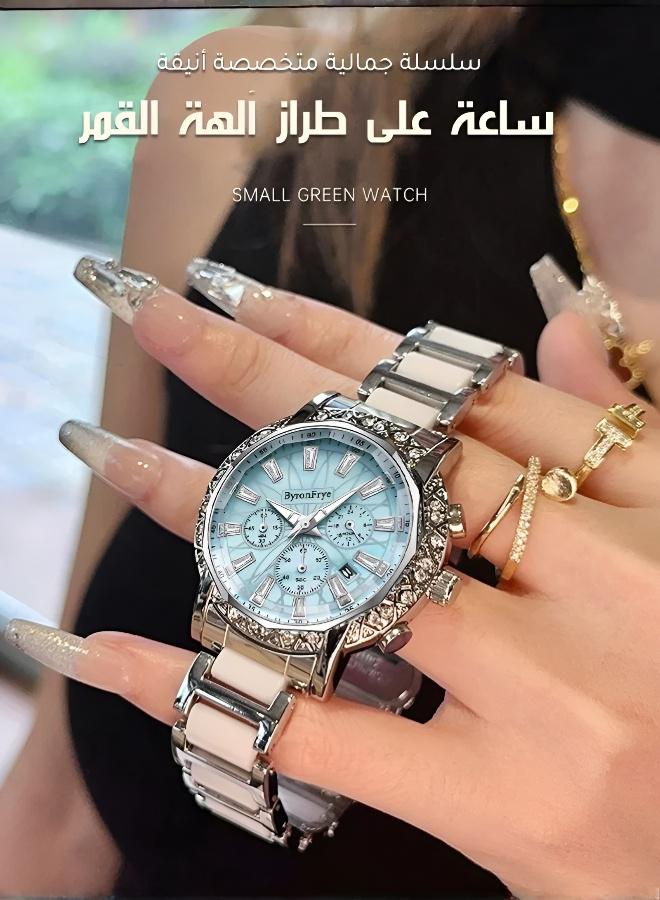 Bestwin Wristwatch Adorned with Luminous Accents and Sparkling Elements in Moon Style - Image 4