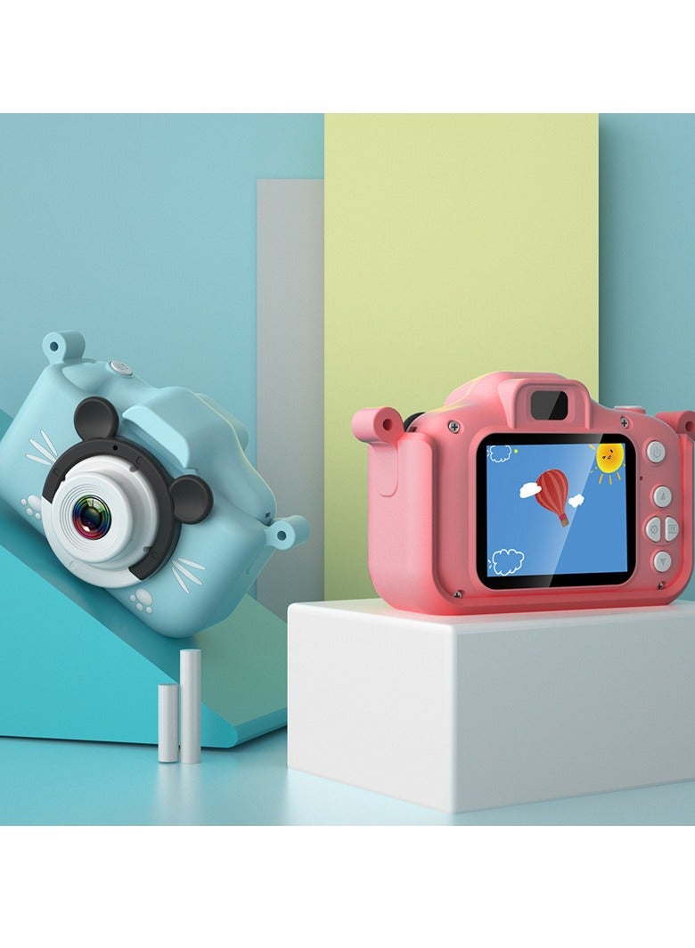 AROAQ Children's Camera Toy, HD 1080p Shockproof Children Video Camera, Anti-fall Portable Camera Toy, Multiple Functions Digital Camera For Girls Boys,(Blue-Fat Cat-HD Dual Lens (No Memory Card)) - Image 2