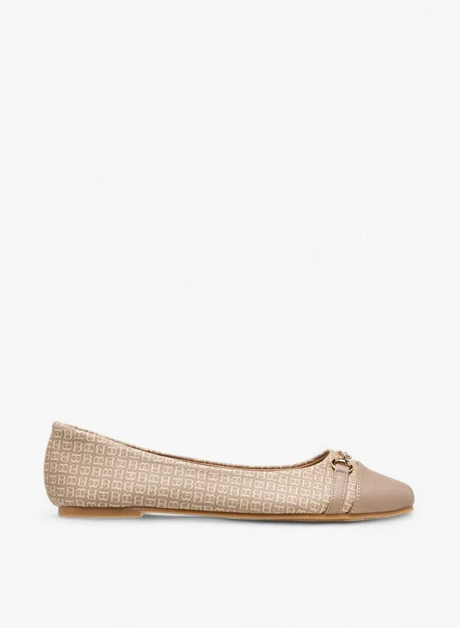 Monogram Print Slip-On Ballerina Shoes