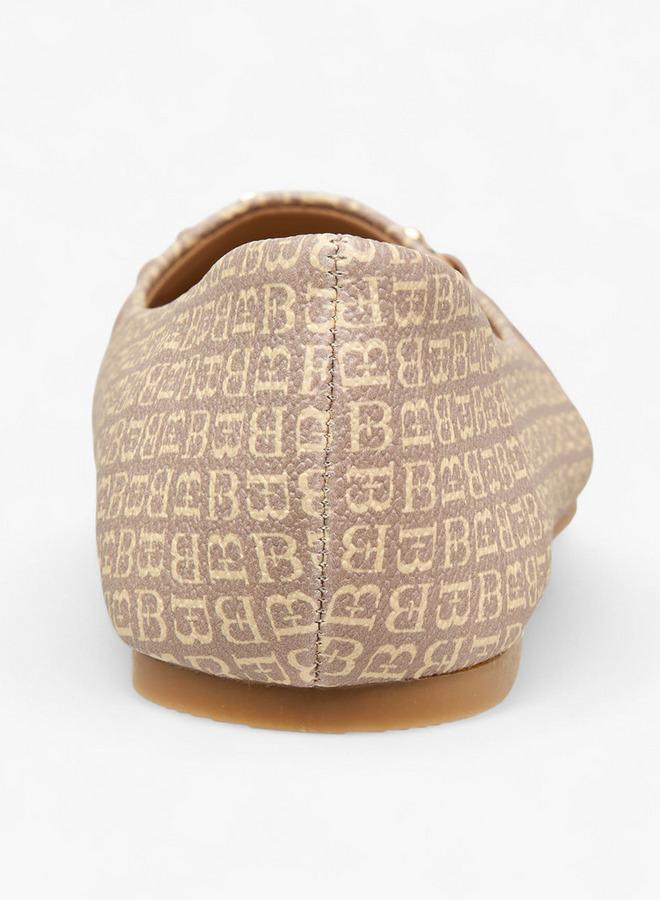Flora Bella By Shoexpress Monogram Print Slip-On Ballerina Shoes - Image 5