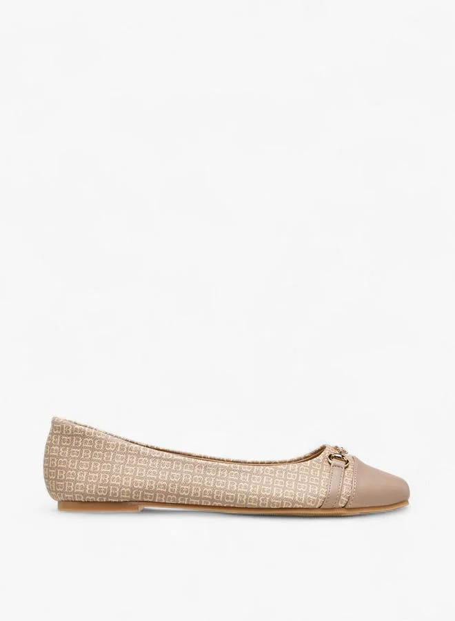 Flora Bella By Shoexpress Monogram Print Slip-On Ballerina Shoes