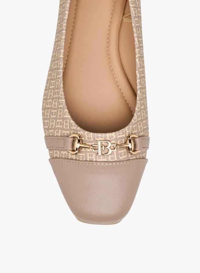 Flora Bella By Shoexpress Monogram Print Slip-On Ballerina Shoes - Image 4