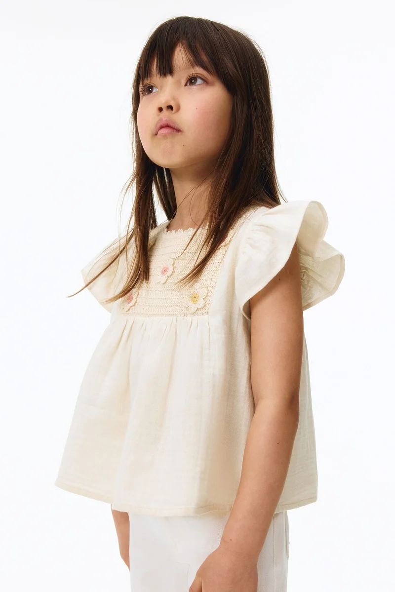 H&M Appliquéd cotton blouse