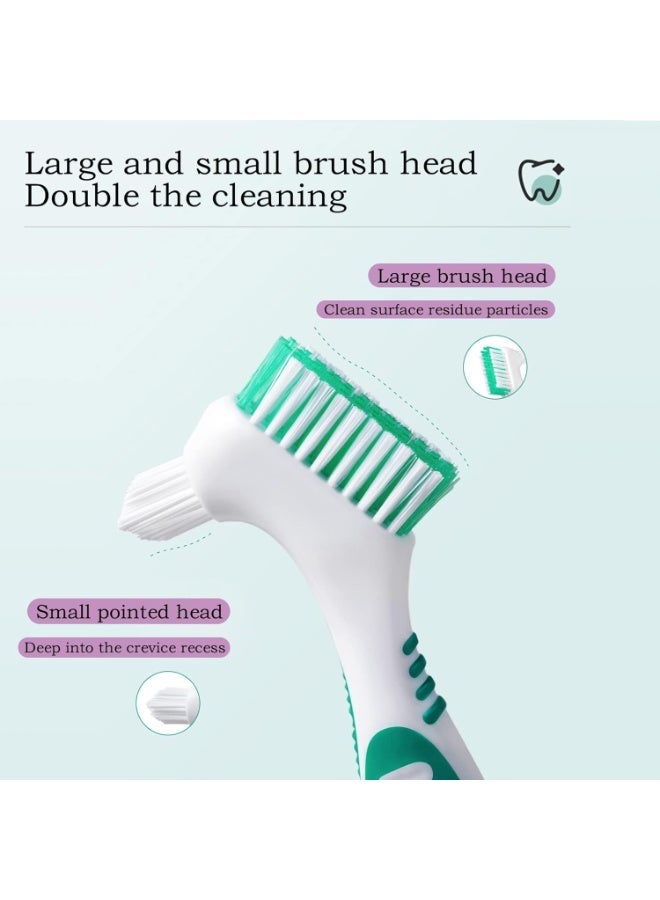 4-piece set of denture toothbrushes, denture cleaning and care cleaning brushes, double-sided toothbrushes, multi-layer bristles, and rubber anti slip handles (purple, green, blue, orange) - Image 3