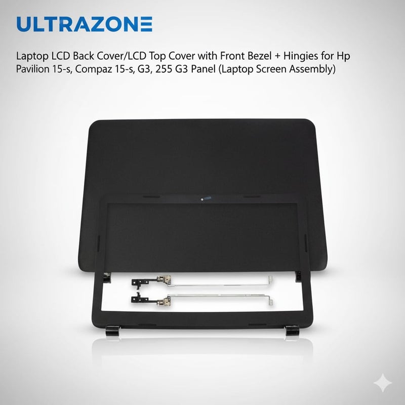 ULTRAZONE Laptop LCD Back Cover/LCD Top Cover with Front Bezel + Hings for Hp Pavilion 15-R, 15-G, Compaq 15-s, 250 G3, 255 G3 (Laptop Screen Assembly), Panel + Bazzel + Hinge - Image 5