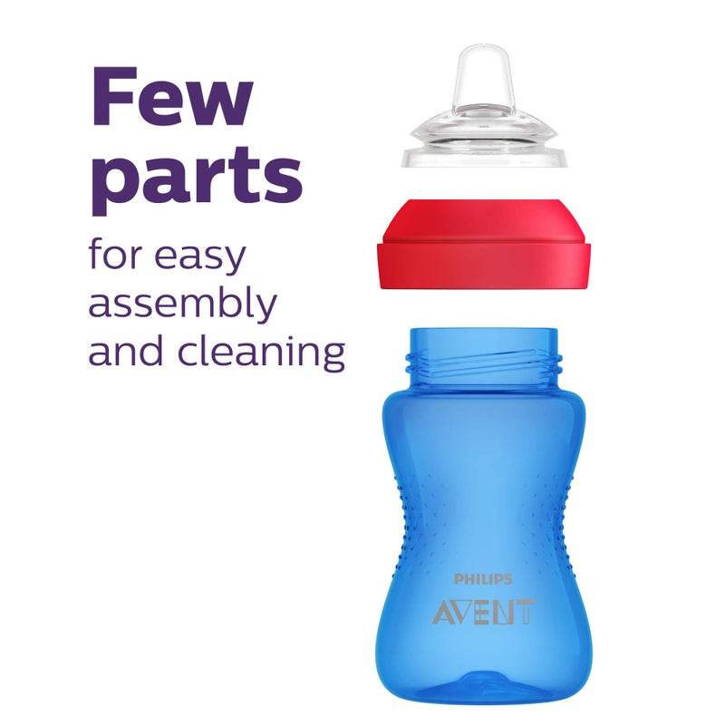 AVENT Philips My Grippy Spout Sippy Cup with Soft Spout and Leak-Proof Design, Blue/Green, 10oz, 2pk, SCF801/21 - Image 5