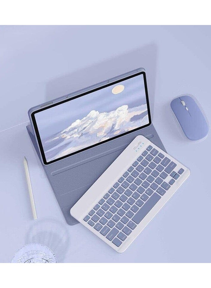 عام الغطاء المتوافق مع Lenovo Tab P12 12.7'' لعام 2023، يحتوي على لوحة مفاتيح عربية وإنجليزية قابلة للفصل ونحيفة، مغطاة بجلد ذكي وذاتي مع وجود فأرة لجهاز Tab P12 12.7 إنش. - Image 3