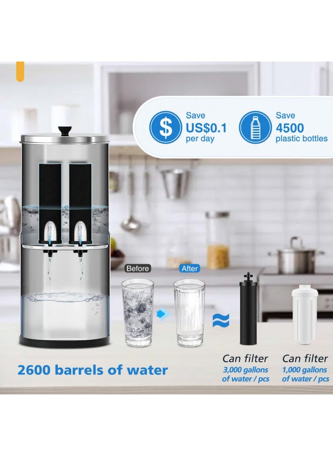 Water Filter Replacement Compatible with Berkey Water Filter System, BB9-2 Filter Replacement & PF-2 Fluoride Filters Compatible with Berkey Big, Light, Imperial, Travel, Crown, Royal Series (4 pack)