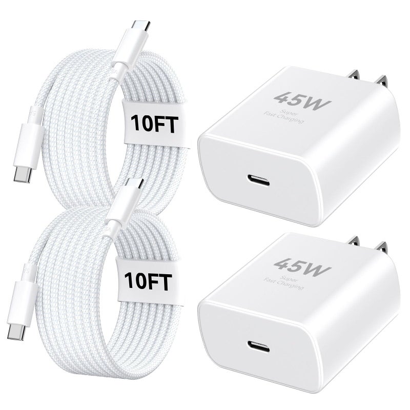 Auorld 45W USB C Super Fast Charger for iPhone 17 16 15Pro Max, 45 Watt Type C Charger Block with 10FT Nylon Braided Charging Cable for 17 16 Pro Max/17 16 Pro/16 Plus,15 Pro Max/15 Pro/15, Android Phone - Image 1