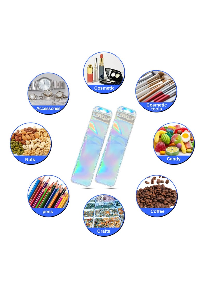 Excefore 200 PCS Resealable Holographic Bags, Holographic Rose Packaging Storage Bag for Jewelry, Lip Gloss, sticker, lash, Candy, Snack, 2.56x9.44 (Rainbow) - Image 3