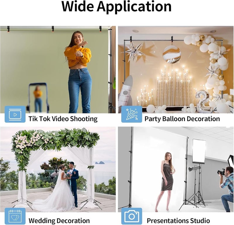 Motim Photography Backdrop Stand, Adjustable Backdrop Stand Kit for Parties, Weddings, Photography, Advertising Display（2M*3M） - Image 5