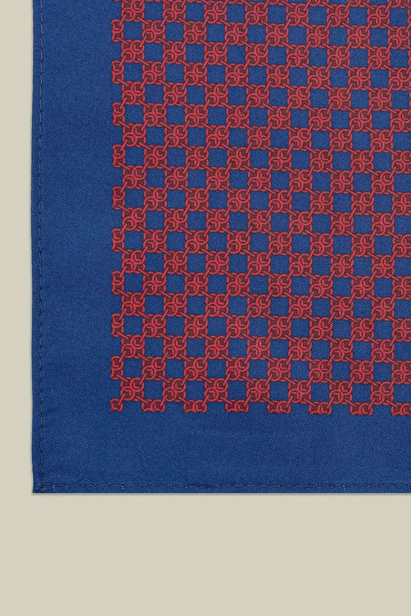 دوبل غانغر Men's pocket square with micro pattern - Bordeaux/DK Blue