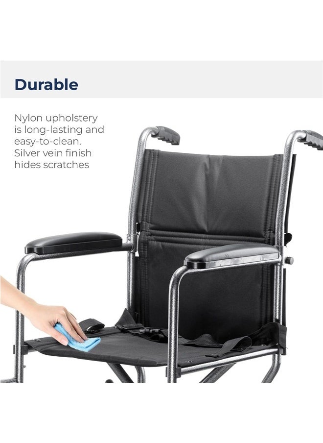Drive Medical TR37E-SV Lightweight Folding Transport Wheelchair with Swing-Away Footrest, Silver  - Image 4